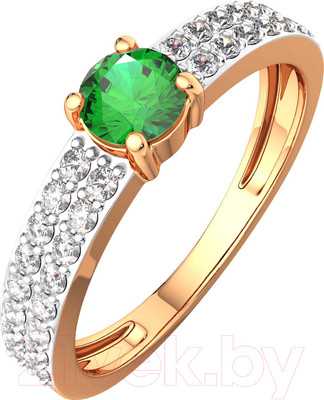 Кольцо из розового золота ZORKA 2D20201.14K.R.ZZ (р.17.5, с бриллиантом и изумрудом)
