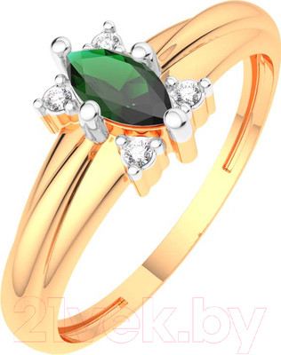 Кольцо из розового золота ZORKA 2D2087.14K.R (р.18, с бриллиантом и изумрудом)