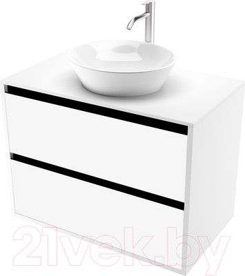 Тумба под умывальник ЗОВ Парма 70 / P70LWP0MWMC1B-LDSPW (белый матовый)