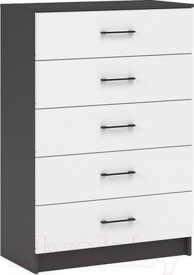 Комод Империал Чикаго 5 ящиков (антрацит/белый)