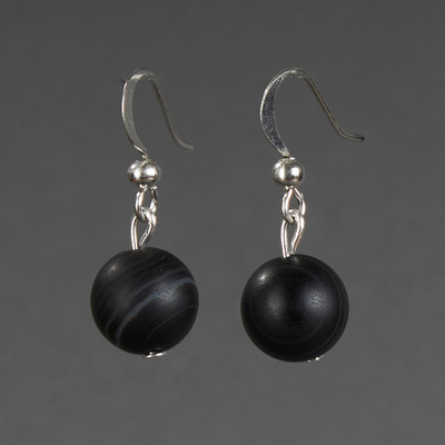 Серьги Wolves Агат Африканский матовый №1 6560 (черный)