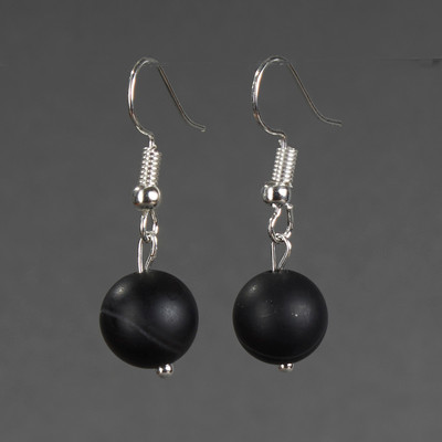 Серьги Wolves Агат Африканский матовый №2 6561 (черный)