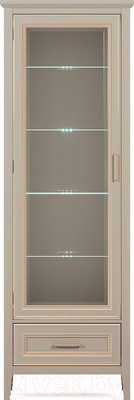 Шкаф с витриной Black Red White Classic REG1W1SZK с подсветкой (глиняный серый)