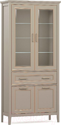 Шкаф с витриной Black Red White Classic REG2W2D1S (глиняный серый)