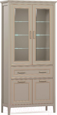 Шкаф с витриной Black Red White Classic REG2W2D1S с подсветкой (глиняный серый)