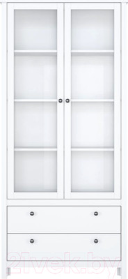 Шкаф с витриной Black Red White Ewa REG2W2S (белый)