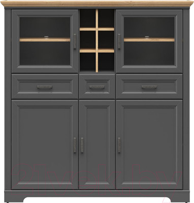 Шкаф с витриной Black Red White Jasmin REG2W3D3S (графит/дуб артизан)