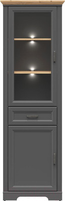 Шкаф с витриной Black Red White Jasmin REG1W1D1S с подсветкой (графит/дуб артизан)