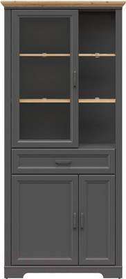 Шкаф с витриной Black Red White Jasmin REG1W2D1S (графит/дуб артизан)