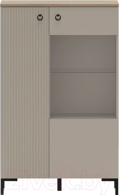 Шкаф с витриной Black Red White Domenica REG1D1W/140 (глиняный серый/дуб сильвержек ореховый)