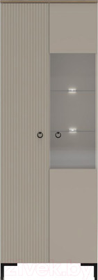 Шкаф с витриной Black Red White Domenica REG1D1W с подсветкой (глиняный серый/дуб сильвержек ореховый)