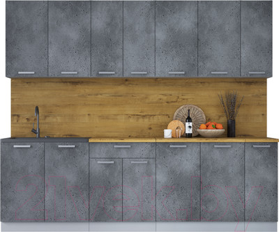 Кухонный гарнитур Interline Мила Лайт 2.5 (бетон портленд/бетон портленд/дуб бунратти)