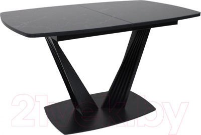 Обеденный стол Аврора Каракас Фотопечать 130-161.5x80 (мрамор №9/черный)