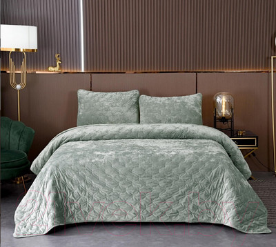 Набор текстиля для спальни Sofi de Marko Алира 160х220 / Пок-Ал-160х220из (изумрудный)