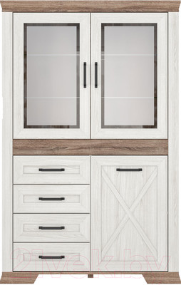 Шкаф с витриной Black Red White Marselle REG2W1D4S (ясень снежный/дуб сонома темный)