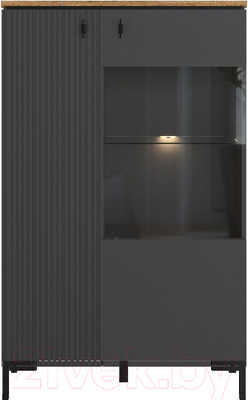 Шкаф Black Red White San Gimignano REG1D1W/140 с подсветкой (антрацитовый/дуб нокс)