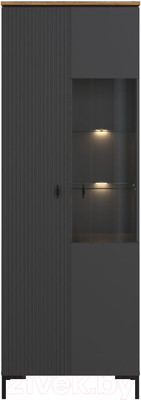 Шкаф с витриной Black Red White San Gimignano REG1D1W с подсветкой (антрацитовый/дуб нокс)