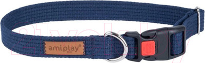 Ошейник Ami Play Cotton с блокировкой (L, темно-синий)