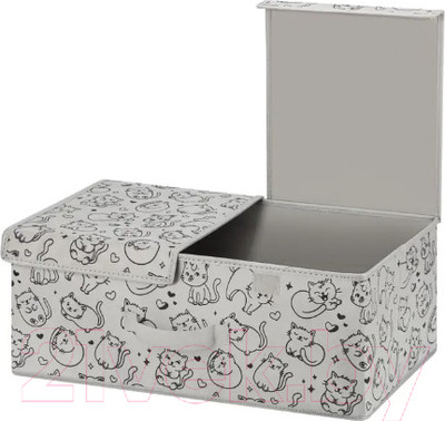 Коробка для хранения El Casa Котик черный на сером / 490348