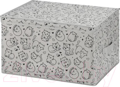 Коробка для хранения El Casa Котик черный на сером / 490355