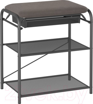 Полка для обуви ЗМИ Гранада 13В НБК с сиденьем и ящиком / ПДОГ13ВНБК (графит/ткань нубук)