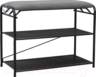 Полка для обуви ЗМИ Гранада 23 НБК с сиденьем / ПДОГ23СНБК (черный/ткань нубук)