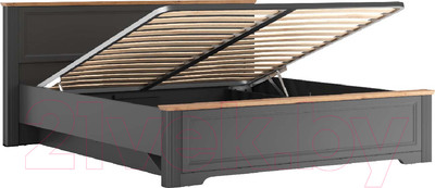 Двуспальная кровать Black Red White Jasmin LOZ180x200 с подъемным механизмом (графит/дуб артизан)