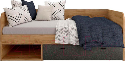 Кровать-тахта Black Red White Grace LOZ90 без мягких элементов (дуб наварра/графит)