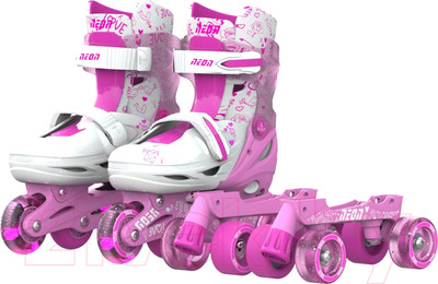 Роликовые коньки Yvolution Neon Combo Skates / NT10P4 (р.33-36, розовый)