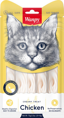 Лакомство для кошек Wanpy Cat Нежное пюре из курицы (5x14г)