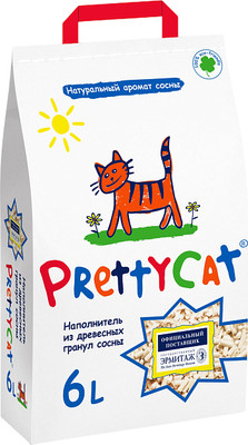 Наполнитель для туалета Prettycat Wood Granules древесный / 621335 (2кг/6л)
