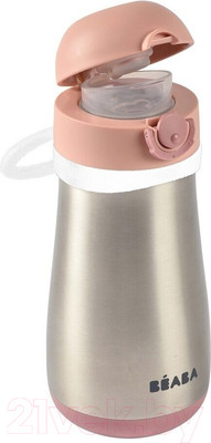 Поильник Beaba Gourde Inox + Anse Термос 913522 (350мл, Pink)