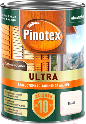 Лазурь для древесины Pinotex Ультра Влагостойкая 5803616 (900мл, белый)