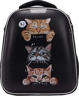 Школьный рюкзак Ecotope Kids Коты / 057-540Y-19-BCL (черный)
