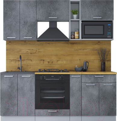 Кухонный гарнитур Interline Мила Лайт 2.0 ВТ (бетон портленд/бетон портленд/дуб бунратти)