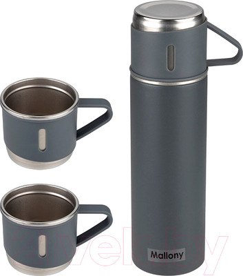 Термос для напитков Mallony Festa с кружками / 106052 (серый)