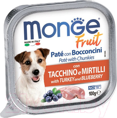 Влажный корм для собак Monge Dog Fruit с индейкой и черникой (100г)