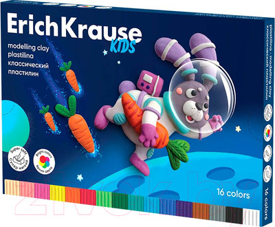 Пластилин Erich Krause Kids Space Animals / 61333 (16цв)
