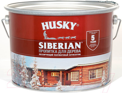 Пропитка для дерева Husky Siberian Полуматовая (9л, белый)