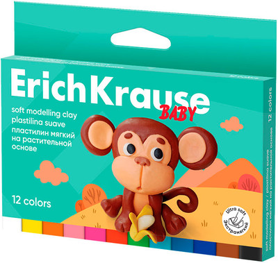 Пластилин Erich Krause Baby с Алоэ Вера / 61322 (12цв)