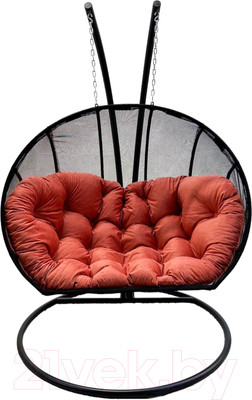 Кресло подвесное Craftmebelby Кокон Двойной Лайт с подушкой (коралловый/черный)