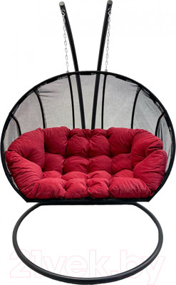 Кресло подвесное Craftmebelby Кокон Двойной Лайт с подушкой (алый/черный)