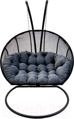 Кресло подвесное Craftmebelby Кокон Двойной Лайт с подушкой (серый/черный)