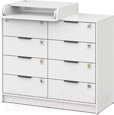 Комод пеленальный Атон Zeus 1008 ЛДСП с шариковыми направляющими (белый)