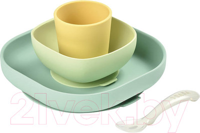 Набор посуды для кормления Beaba Set Vaisselle Silic Yellow 913436 (4пр)