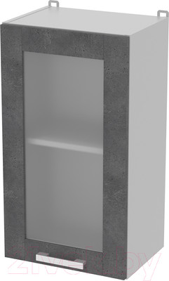 Шкаф навесной для кухни Интерлиния Компо ВШ40ст-720-1дв (бетон портленд)