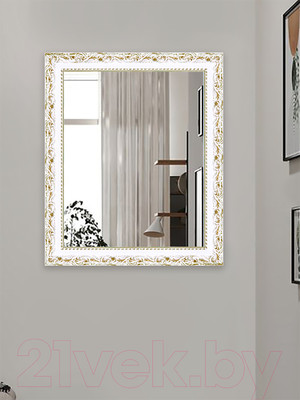 Зеркало Декарт Настенное в раме 8Л3477 (белый/позолота)