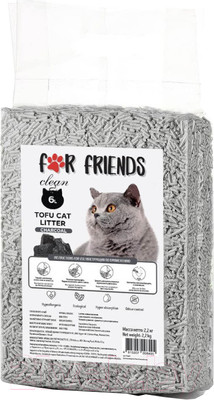 Наполнитель для туалета For Friends Tofu Charcoal комкующийся с углем PFA405 / TUZ922 (6л/2.2кг)