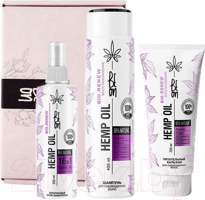 Набор косметики для волос BeOn Hemp Oil №5 Увлажнение Шампунь+Бальзам+Крем-спрей (400мл+200мл+200мл)