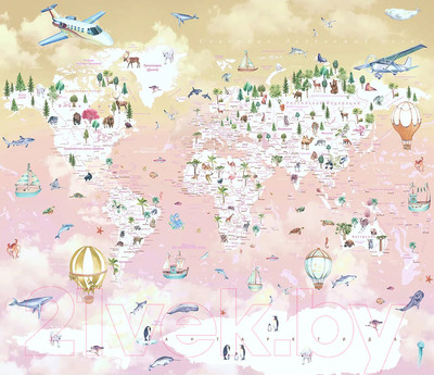 Фотообои листовые Citydecor Детская Карта мира 355 (300x260см)